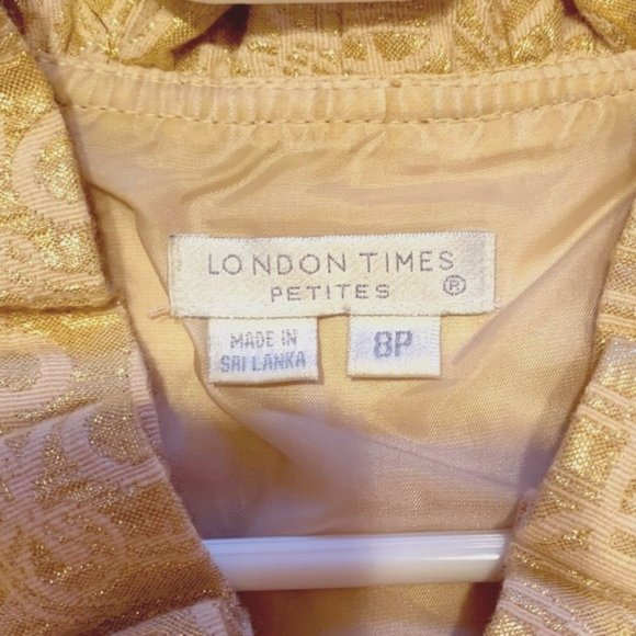 London Times. Gold foil dress. 8 Petite size. Worn 1x for an event. Like New - Picture 3 of 6